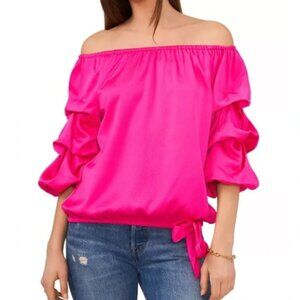 Vince Camuto Women's Pink Off-The-Shoulder Bubble-Sleeve Top - XS